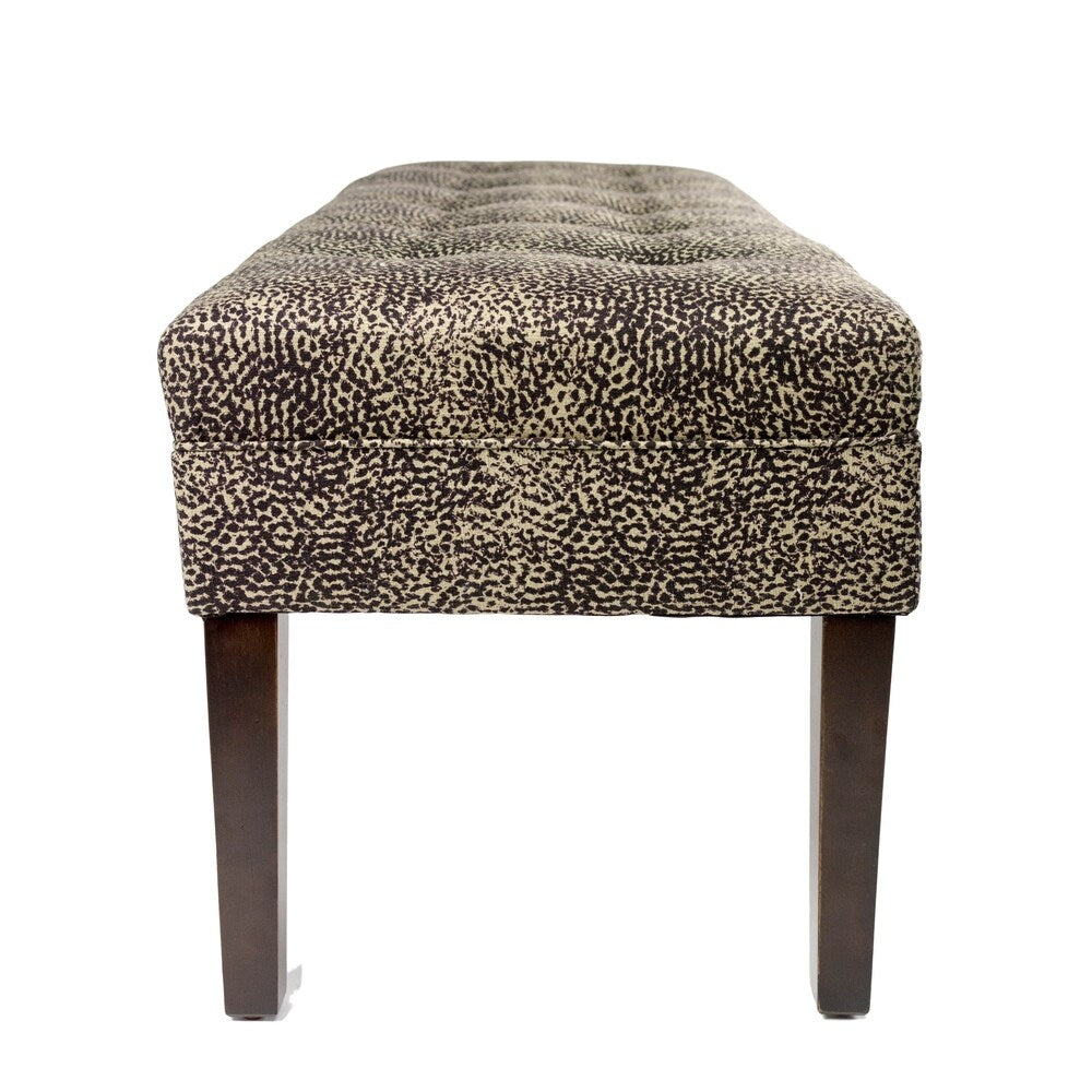 Sole Design Kaya Collection Modern 10 Button Fabric UBARI KHOL Upholstered Storage Bench, Brown