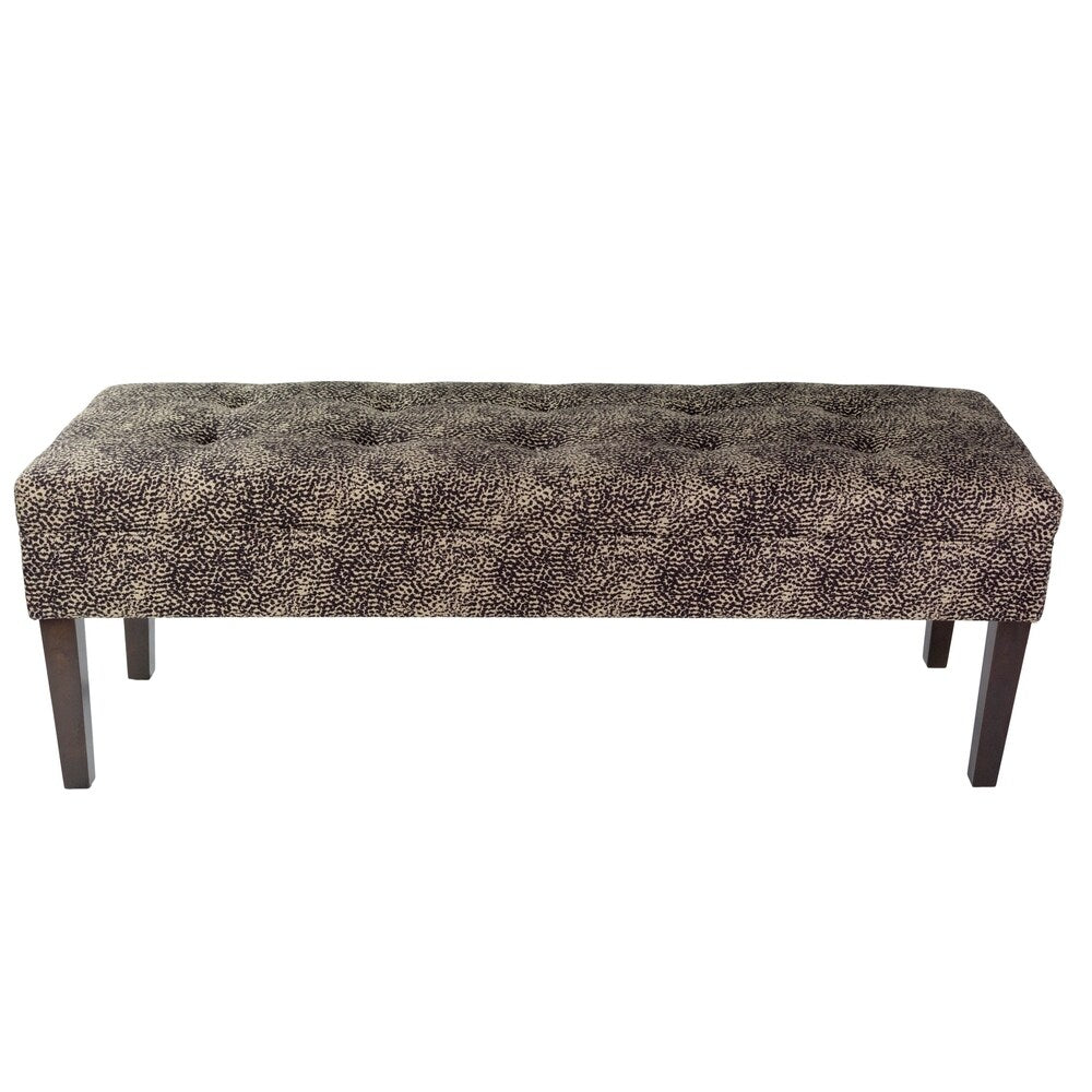 Sole Design Kaya Collection Modern 10 Button Fabric UBARI KHOL Upholstered Storage Bench, Brown