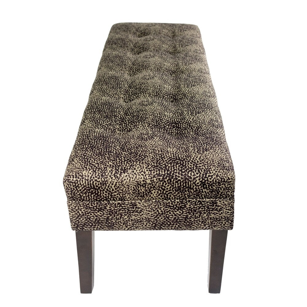Sole Design Kaya Collection Modern 10 Button Fabric UBARI KHOL Upholstered Storage Bench, Brown