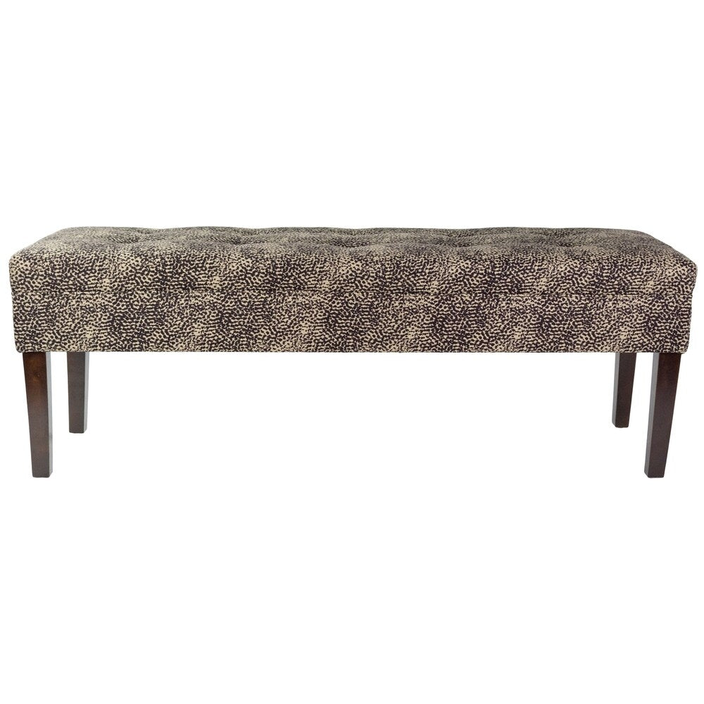 Sole Design Kaya Collection Modern 10 Button Fabric UBARI KHOL Upholstered Storage Bench, Brown
