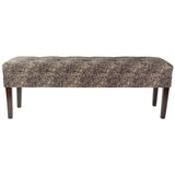 Sole Design Kaya Collection Modern 10 Button Fabric UBARI KHOL Upholstered Storage Bench, Brown