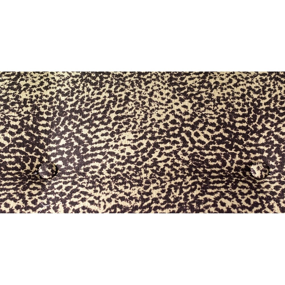 Sole Design Kaya Collection Modern 10 Button Fabric UBARI KHOL Upholstered Storage Bench, Brown