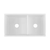 Soleil 33-in Fluted Fireclay 60/40 Double Bowl Kitchen Sink