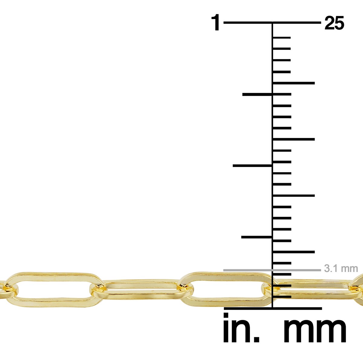 Solid 14k Gold Filled 3.1 mm Paper Clip Link Chain Necklace for Women (16, 18, 20, 24, 30 or 36 inches)