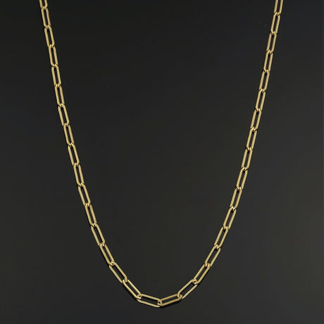 Solid 14k Gold Filled 3.1 mm Paper Clip Link Chain Necklace for Women (16, 18, 20, 24, 30 or 36 inches)