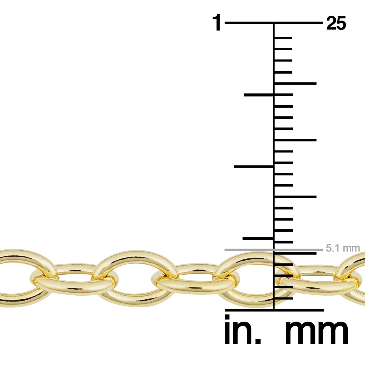 Solid 14k Gold Filled 5.1 mm Oval Link Chain Necklace for Men and Women (16, 18, 20, 24 or 30 inches)