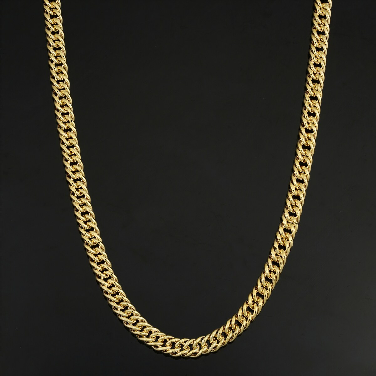 Solid 14k Yellow Gold Filled 6.0 mm Double Curb Link Chain Necklace For Men and Women