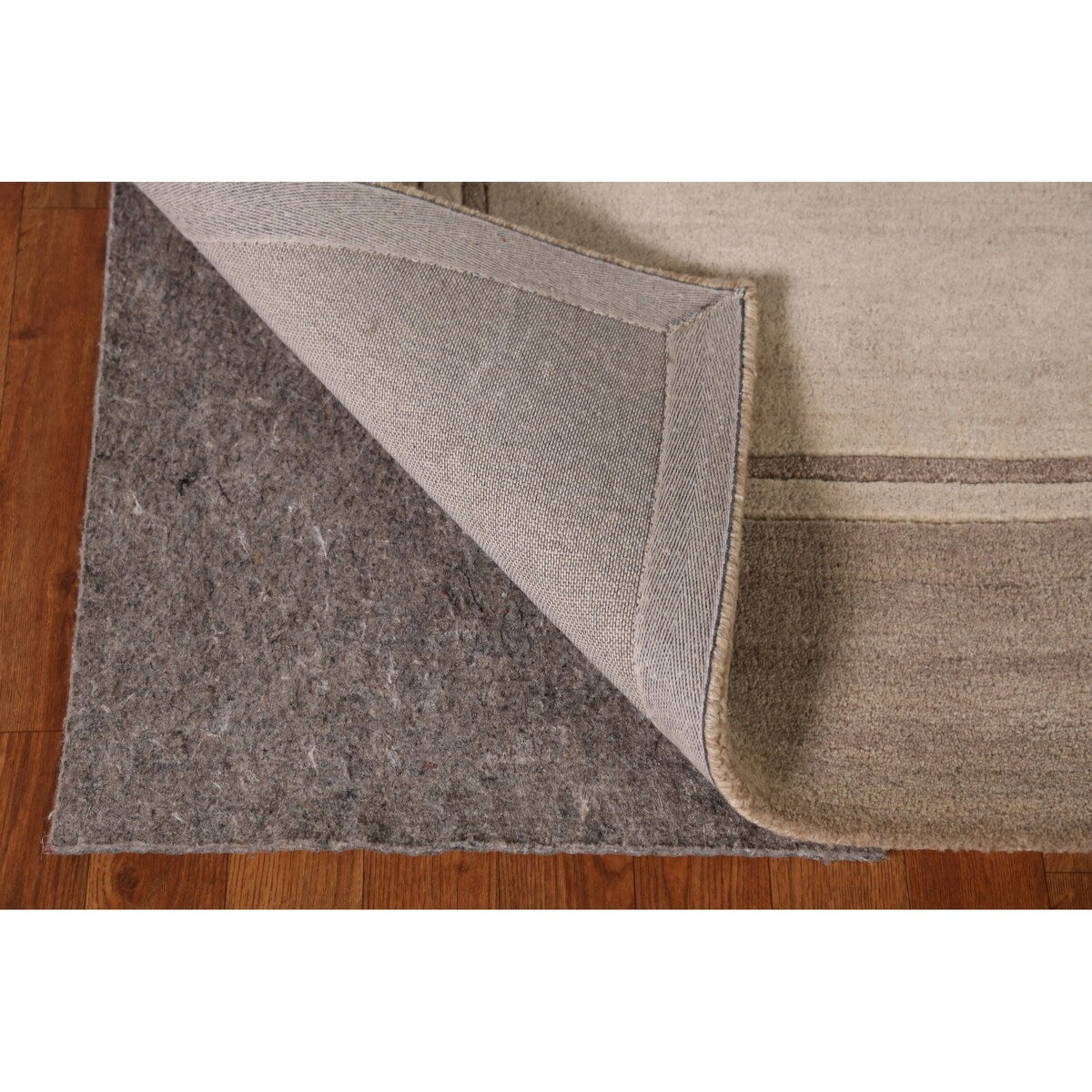 Solid Beige Gabbeh Indian Area Rug Handmade Wool Carpet - 5'3" x 7'7"