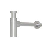 Solid Brass Round Bottle Modern P Trap in Chrome Finish Basin Sink Waste Trap Adjustable Drain Tube Kit Extra Long Bottle