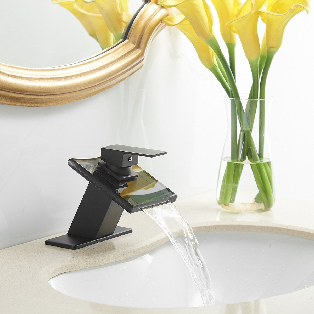 Solid Brass Single-handle Bathroom Faucet,and Pop-up Drain - 2.6 inches high x 4.9 inches deep spout reach