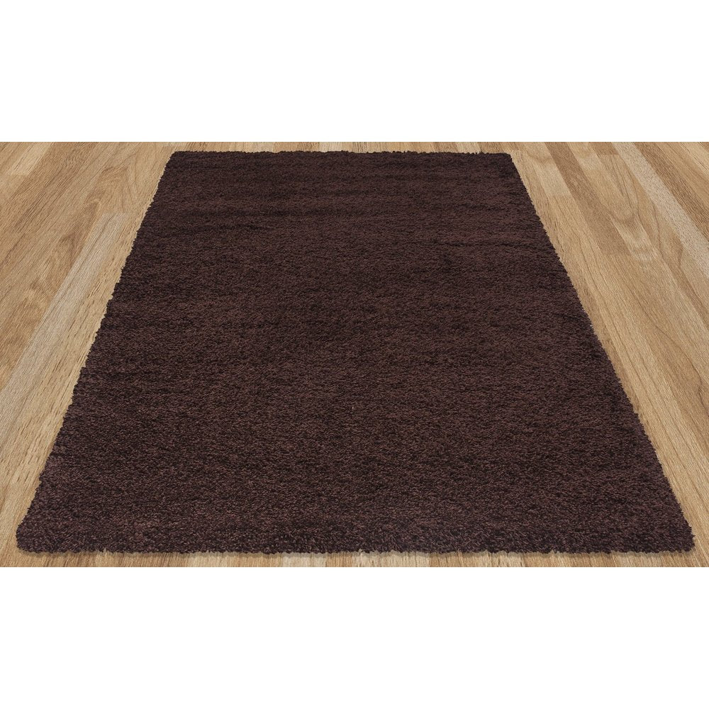 Solid Brown Shag Area Rug - 5' x 7'