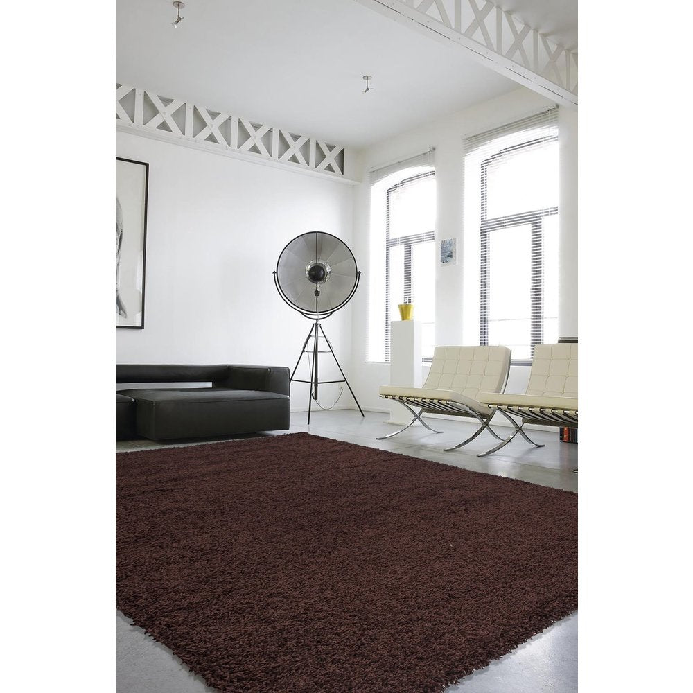 Solid Brown Shag Area Rug - 5' x 7'