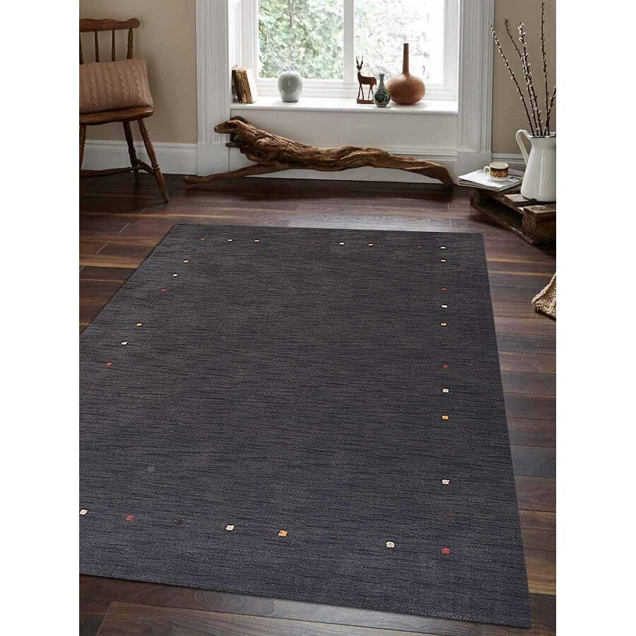Solid Color Modern Hand Knotted Gabbeh Area Rug Indian Oriental Carpet