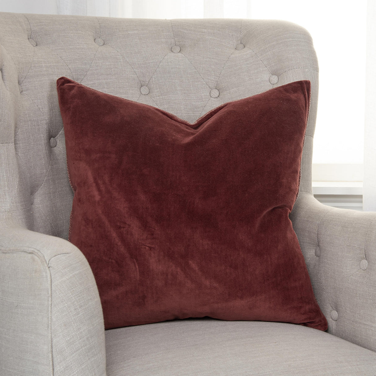 Solid Cotton Welted Pillow Cover