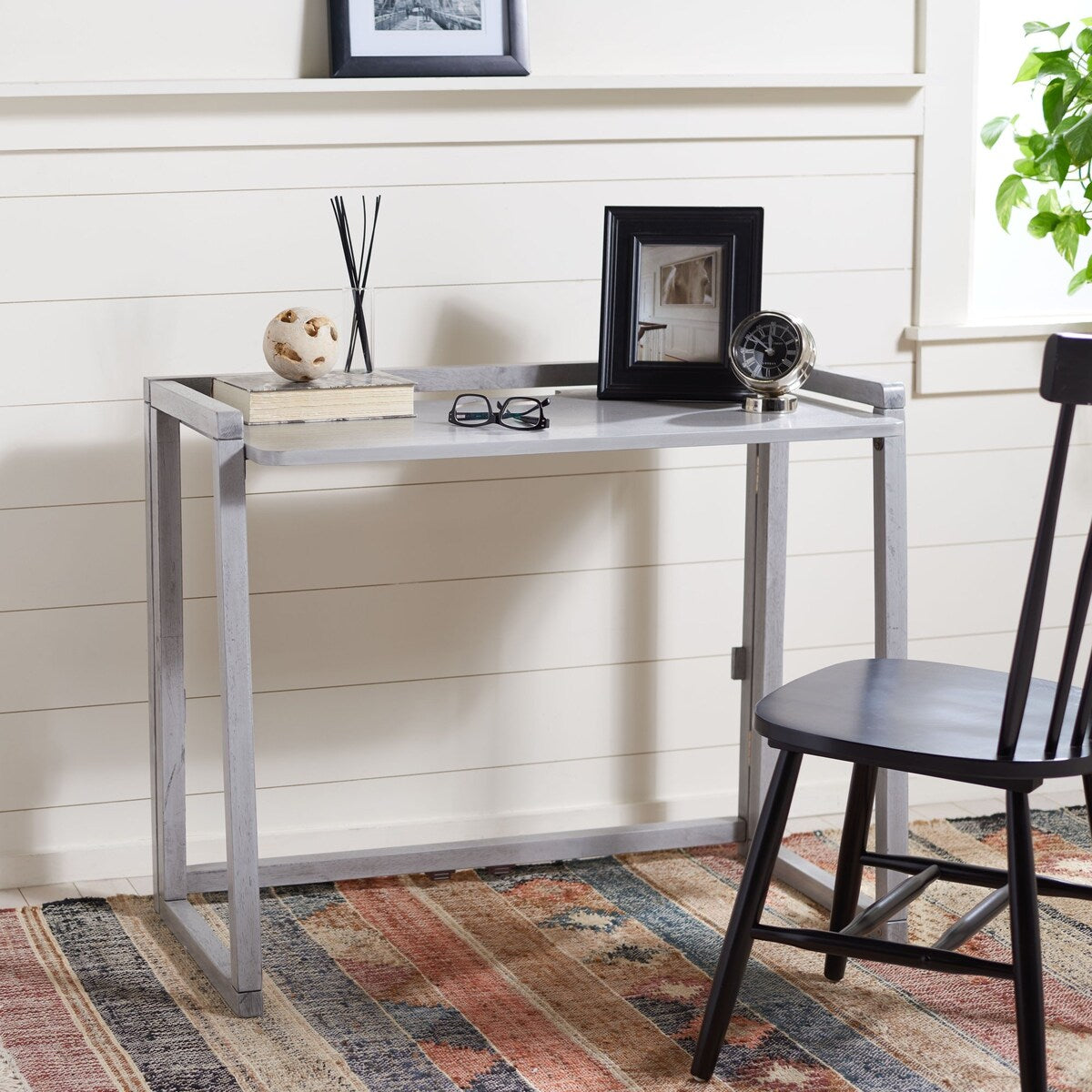 Solid Farmhouse Folding Desk Dark Grey