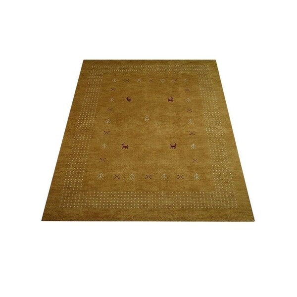 Solid Hand Made Modern Carpet Bordered Indian Gabbeh Oriental Area Rug - 5' x 8'