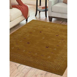 Solid Hand Made Modern Carpet Bordered Indian Gabbeh Oriental Area Rug - 5' x 8'
