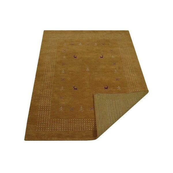 Solid Hand Made Modern Carpet Bordered Indian Gabbeh Oriental Area Rug - 5' x 8'