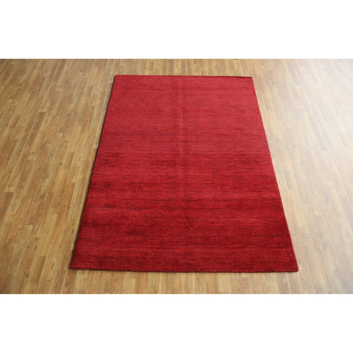 Solid Modern Gabbeh Indian Area Rug Hand-Tufted Wool Carpet - 5'3" x 7'7"