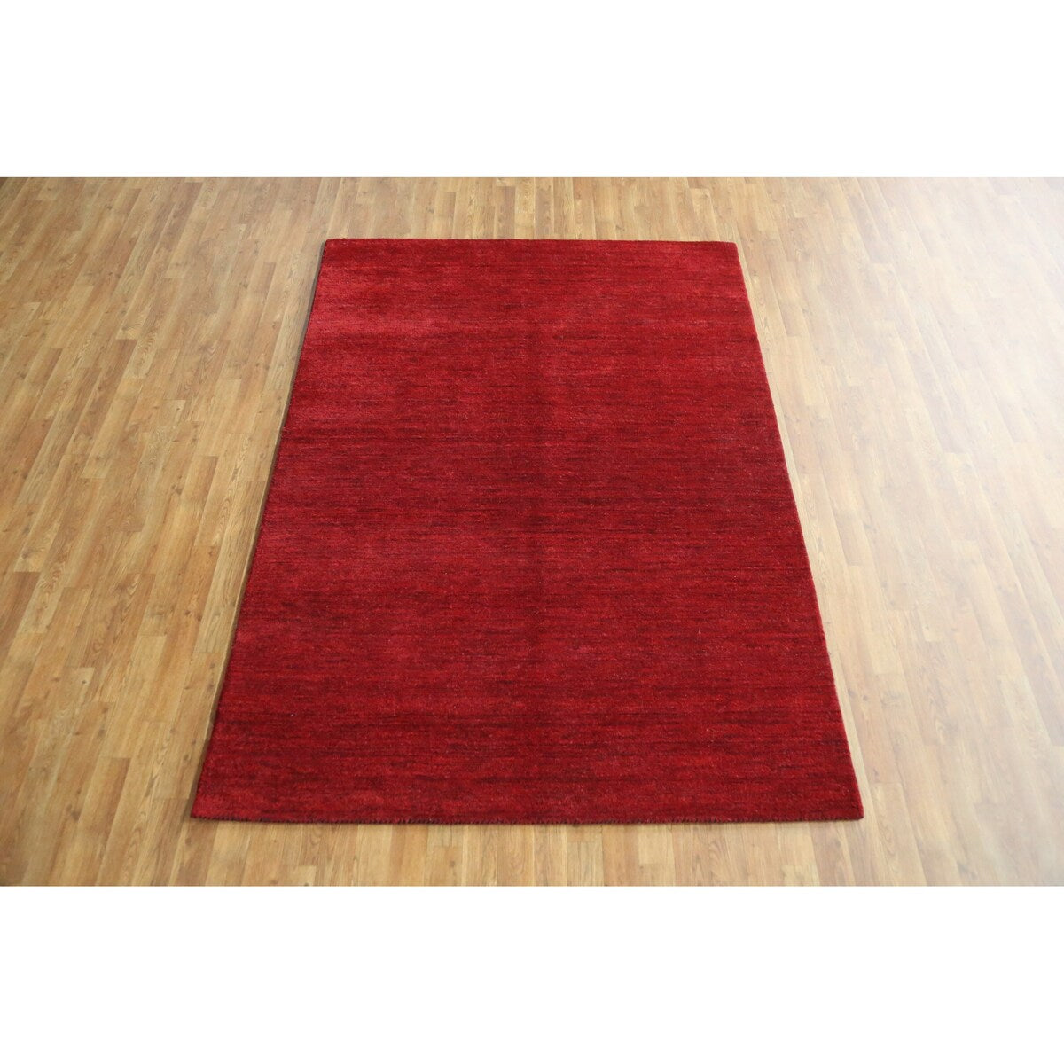 Solid Modern Gabbeh Indian Area Rug Hand-Tufted Wool Carpet - 5'3" x 7'7"