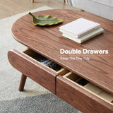 Solid Oak Wood Coffee Table with Storage, Coffee Table with Drawers - 47”
