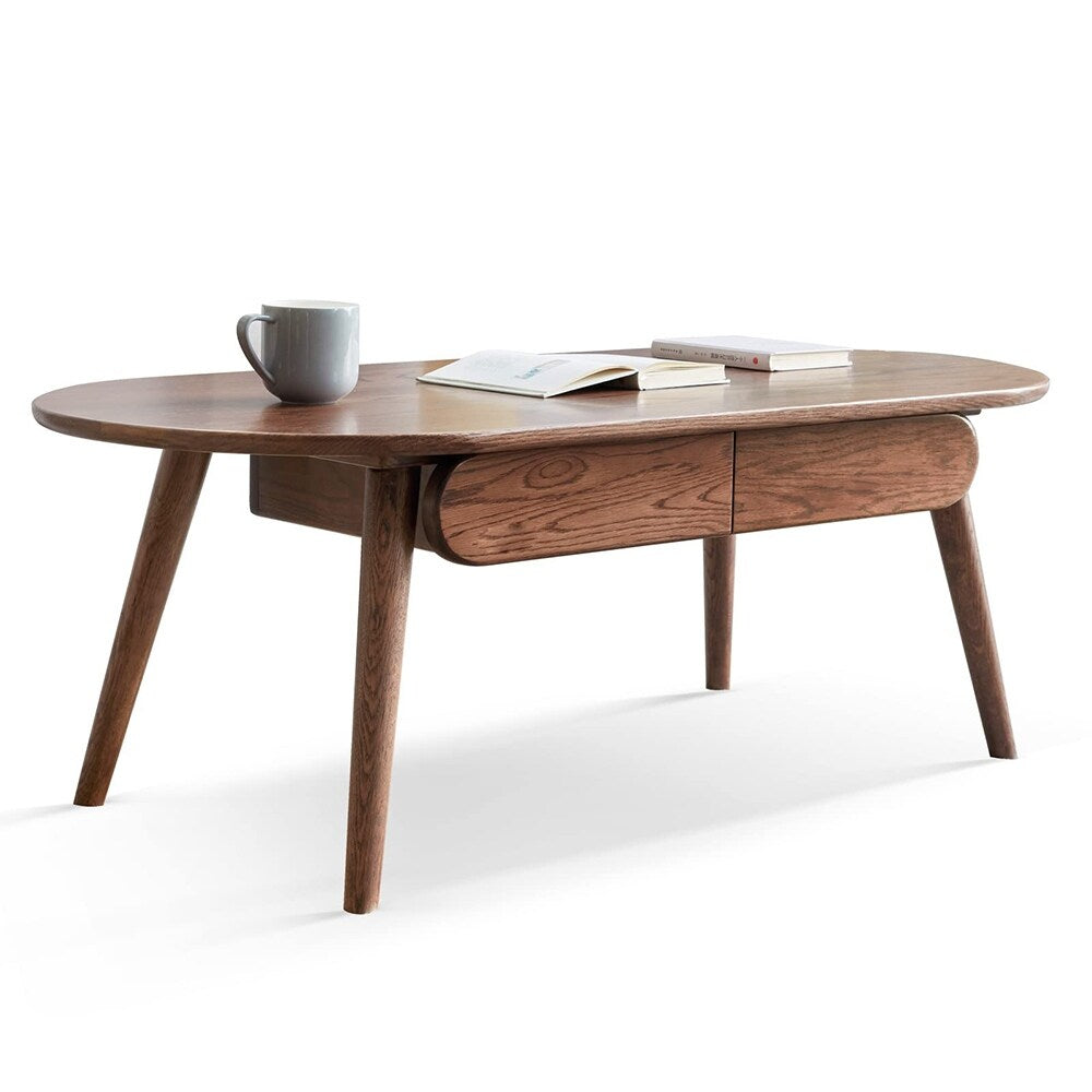 Solid Oak Wood Coffee Table with Storage, Coffee Table with Drawers - 47”