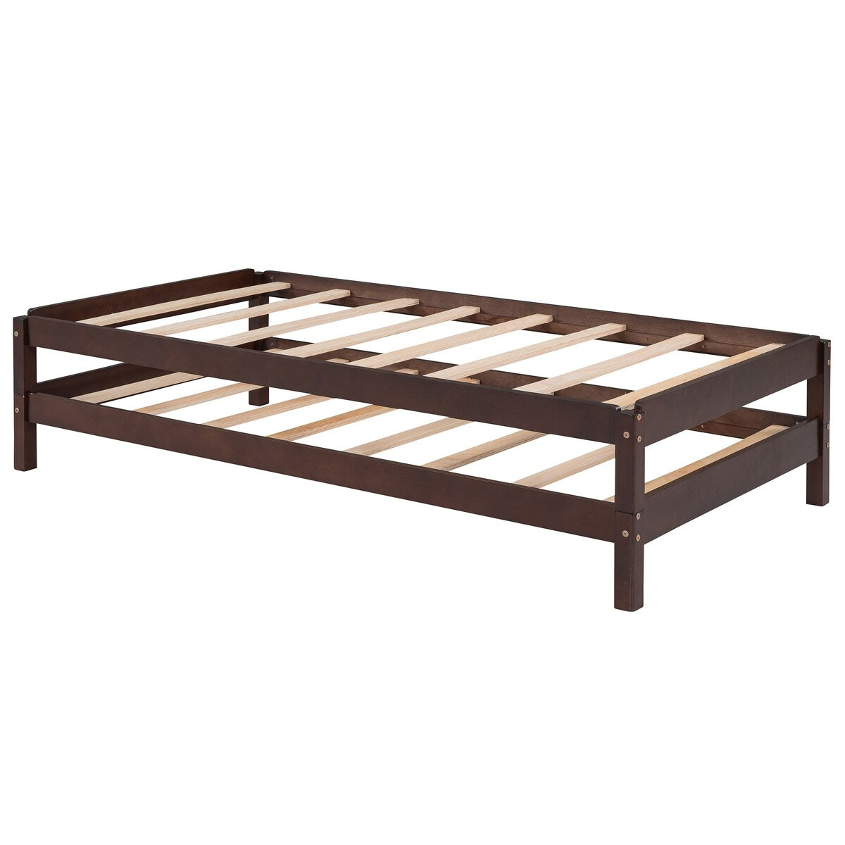 Solid Platform Bed , 2 Twin Wood Bed Guest Bed Stackable Bed