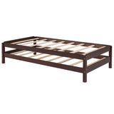 Solid Platform Bed , 2 Twin Wood Bed Guest Bed Stackable Bed