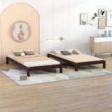 Solid Platform Bed , 2 Twin Wood Bed Guest Bed Stackable Bed