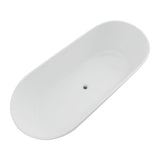 60"/69" Solid Surface Freestanding Bathtub in Matte White with Drain