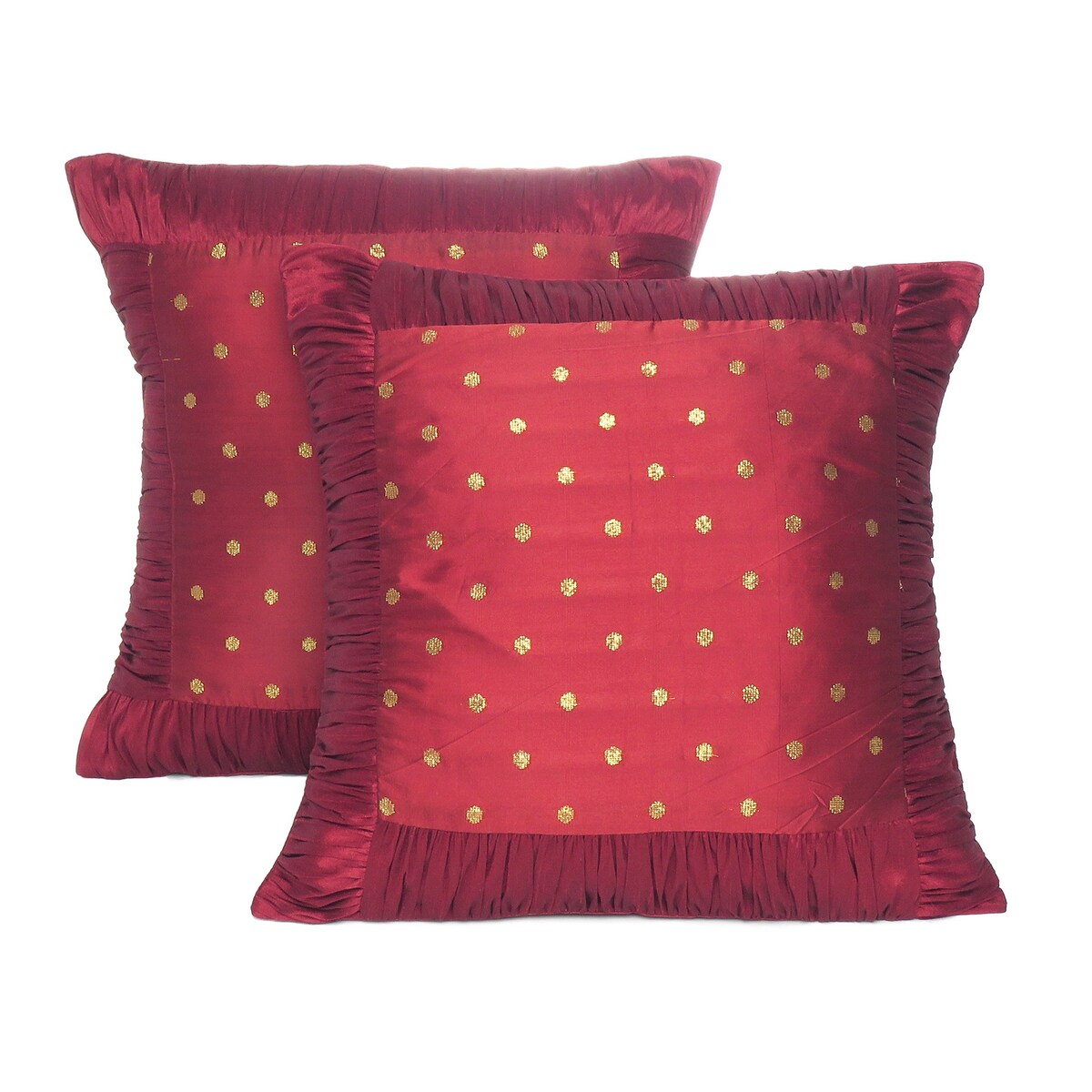 Solid Throw pillow Polydupion Decorative Brocade Cushion Cover Set of 2