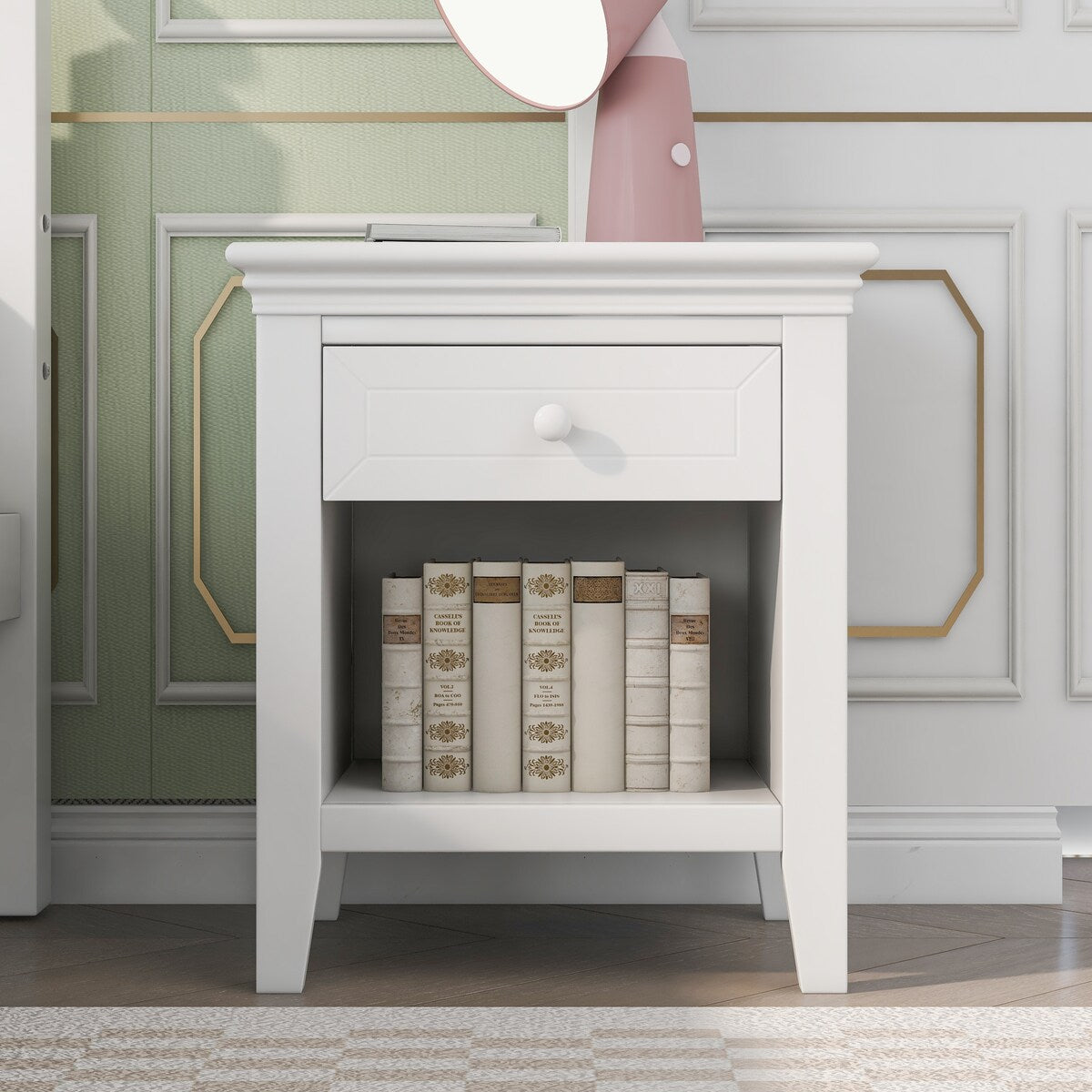Solid Wood 1 Drawer Nightstand Bedside Table Bedroom End Table with St Overstock