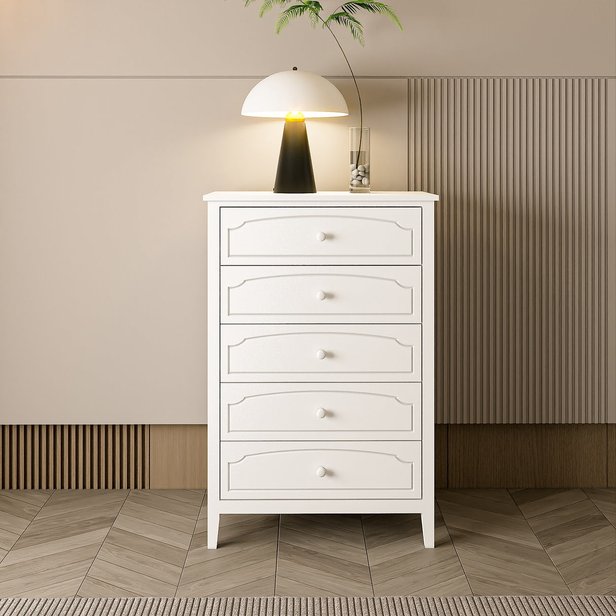 Solid Wood 5 Drawers Chest Bedroom Furniture
