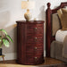 Solid Wood Bedside Table, Round Nightstand with 4 Drawers