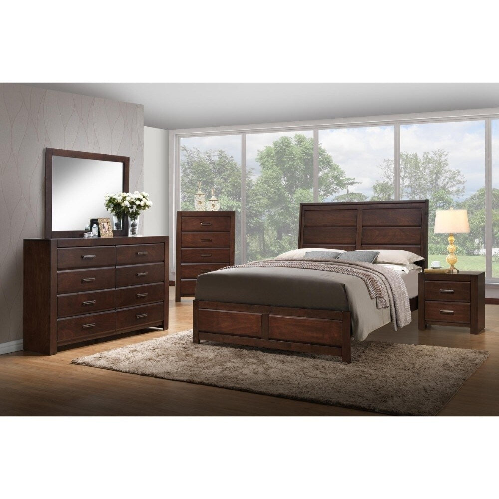 Solid Wood California King Size Bed, Walnut Brown