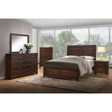 Solid Wood California King Size Bed, Walnut Brown