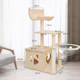 Solid Wood Cat Tower Cat Tree Cat Condo With Space Capsule Nest Cat Furniture Activity Centre