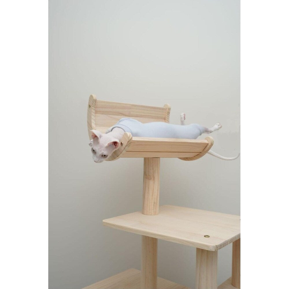 Solid Wood Cat Tower Cat Tree Cat Condo With Space Capsule Nest Cat Furniture Activity Centre