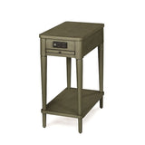 Gracewood Hollow Distressed Solid Wood Charging Chairside End Table