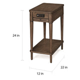 Gracewood Hollow Distressed Solid Wood Charging Chairside End Table