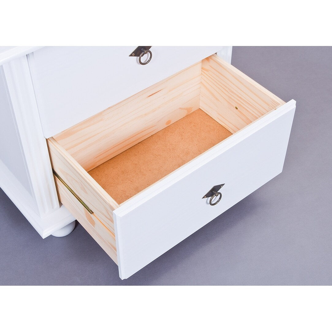 Danz Whitewash Solid Wood 2-drawer Nightstand