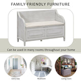 Solid Wood Entryway Multifunctional Storage Bench with Safety Hinge