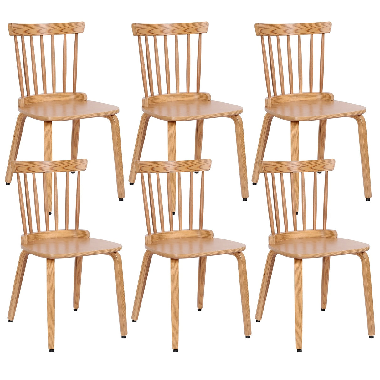 Solid Wood Spindle Back Windsor Dining Chairs, Set of 2 - 17.44" (W) x 19.7" (D) x 33.1" (H)