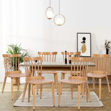Solid Wood Spindle Back Windsor Dining Chairs, Set of 2 - 17.44" (W) x 19.7" (D) x 33.1" (H)