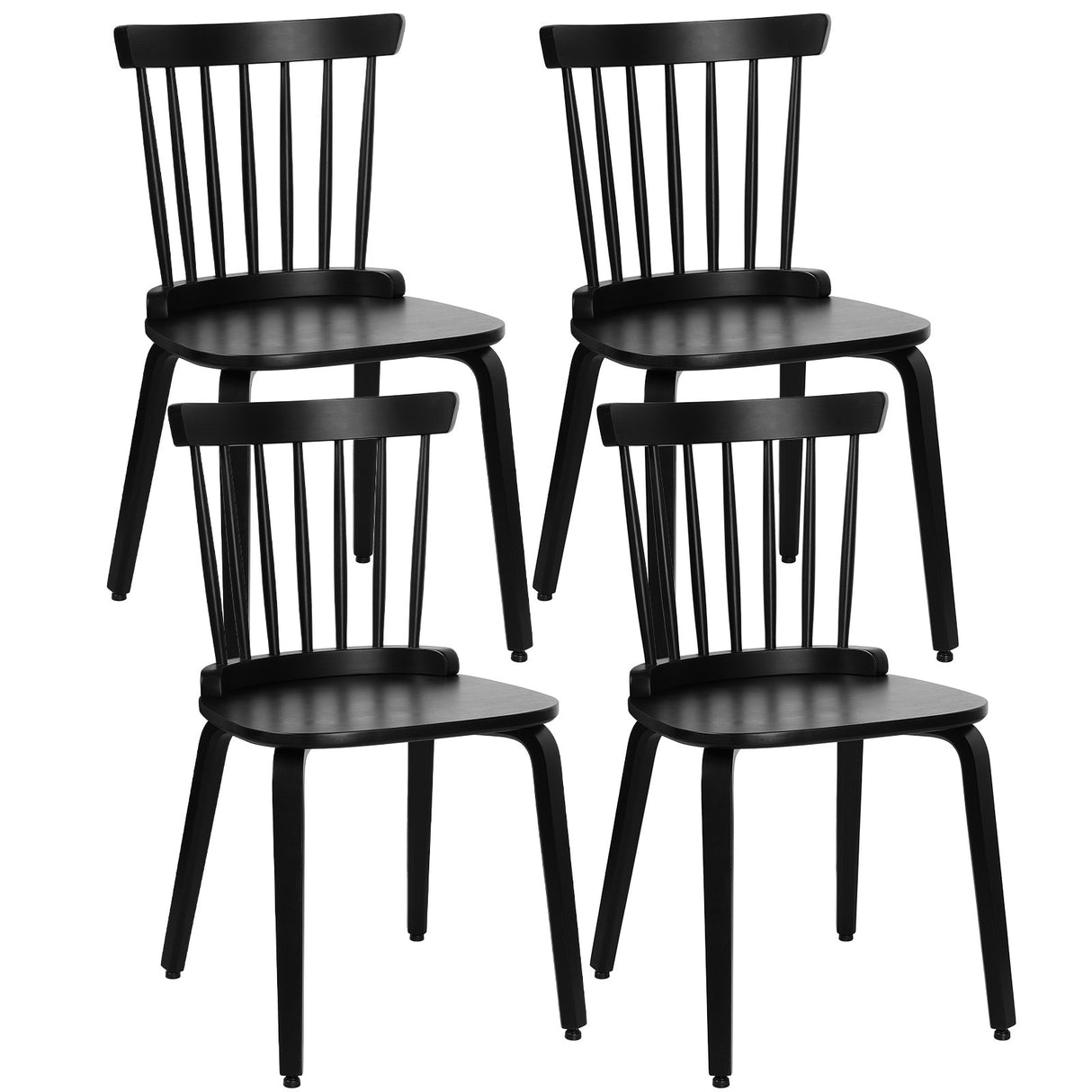 Solid Wood Spindle Back Windsor Dining Chairs, Set of 2 - 17.44" (W) x 19.7" (D) x 33.1" (H)