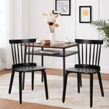 Solid Wood Spindle Back Windsor Dining Chairs, Set of 2 - 17.44" (W) x 19.7" (D) x 33.1" (H)