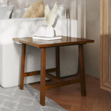 Solid Wood Farmhouse Trestle Style End Table
