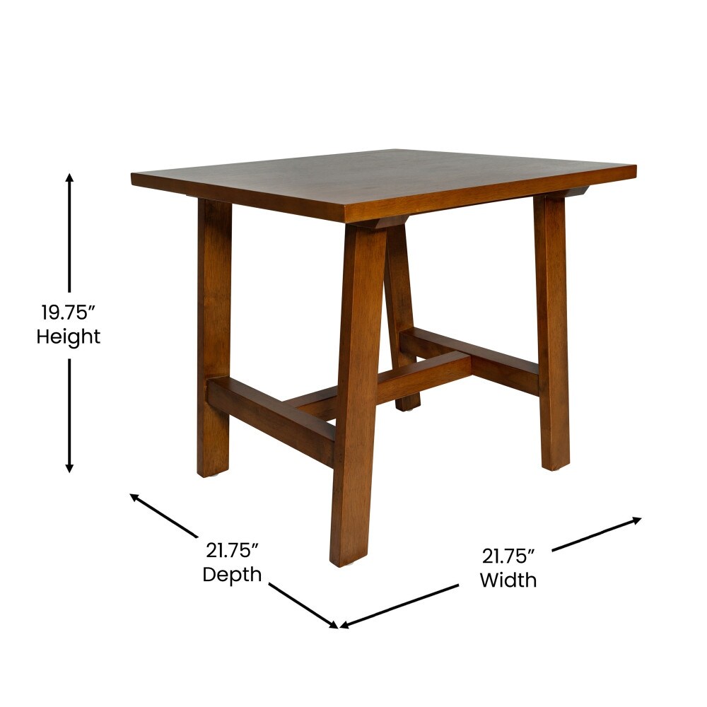 Solid Wood Farmhouse Trestle Style End Table