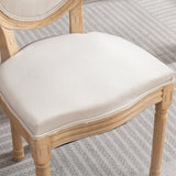 Solid Wood Frame Linen Fabric Dining Chair