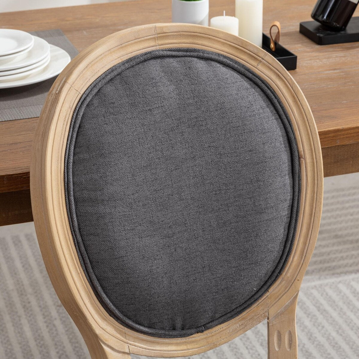 Solid Wood Frame Linen Fabric Dining Chair